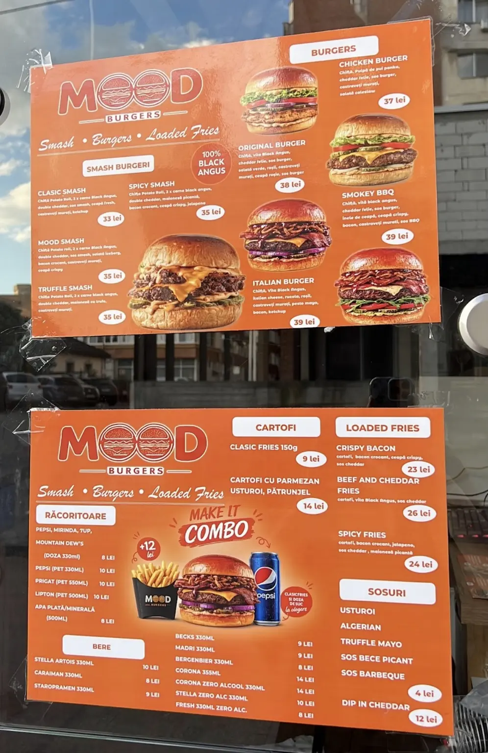 Fotografia completă a meniului MOOD Burger